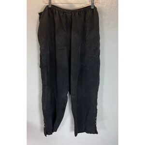 CITRON‎ Santa Monica Black Washable Silk Pants Pull On Women's 1X textured ankle